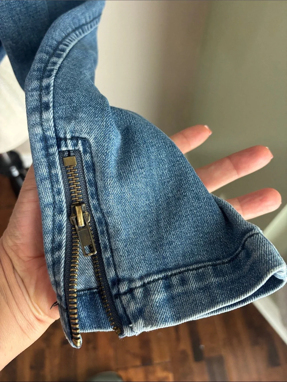 Free People Vintage-Inspired Blue Denim Moto Jacket - Picture 5 of 6